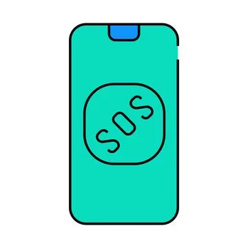 Sos button on smartphone screen when neurosis icon color illustration Illustrazione stock