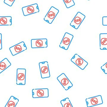 Sos button on smartphone screen when neurosis vector seamless pattern Stock Illustration