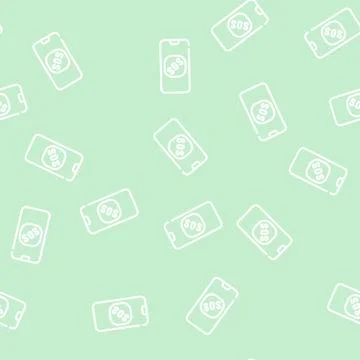 Sos button on smartphone screen when neurosis line vector seamless pattern Illustrazione stock