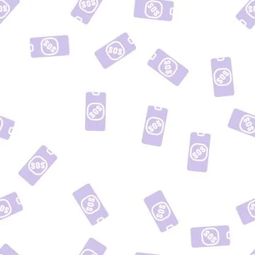 Sos button on smartphone screen when neurosis glyph vector seamless pattern Illustrazione stock