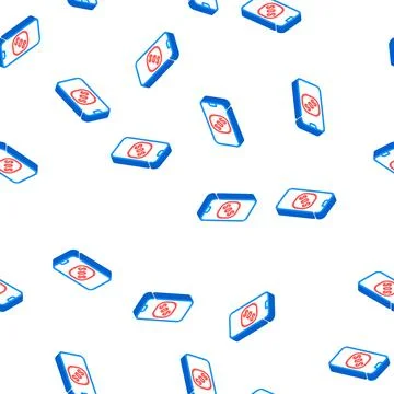 Sos button on smartphone screen when neurosis isometric icon seamless pattern Stock Illustration