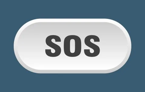 Sos button. sos rounded white sign. sos Illustrazione stock