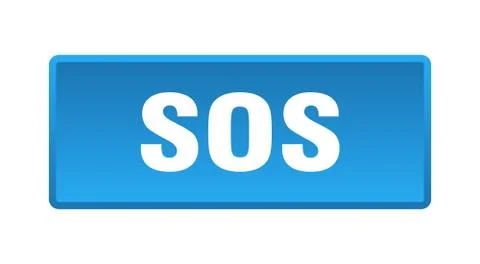 Sos button. sos square blue push button Stock Illustration