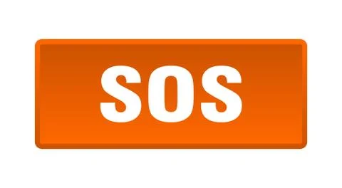 Sos button. sos square orange push button Stock Illustration