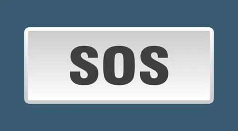 Sos button. sos square white push button Stock Illustration