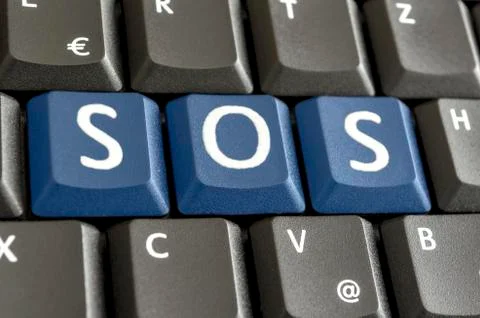 SOS on computer keyboard 스톡 사진