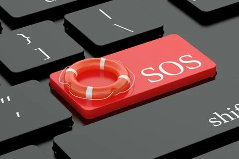 SOS concept on keyboard button Stock Illustration