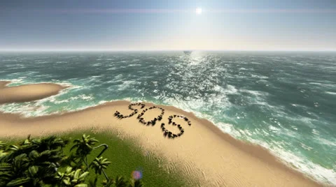 SOS on a deserted island Stock Footage 24723318
