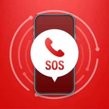 SOS emergency call. 911 calling. A cry for help. Vector stock illustration. Stock Illustration