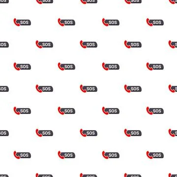 Sos emergency call button seamless pattern Stock Illustration