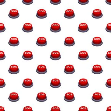 Sos emergency red button repeating pattern background Stock Illustration