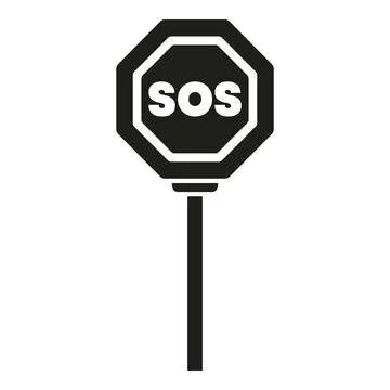 Sos emergency warning sign sending distress signal Stock Illustration