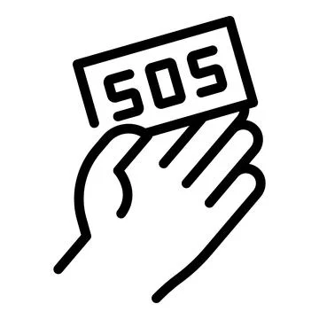 Sos help icon outline vector. Emergency button Stock Illustration