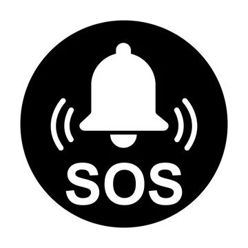 SOS help icon, safety support alert flat design, save vector illustration Stock Illustration