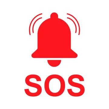 SOS help icon, safety support alert flat design, save vector illustration Stock Illustration