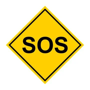 SOS help icon, safety support alert flat design, save vector illustration Stock Illustration