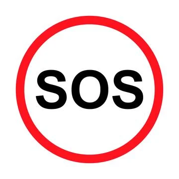 SOS help icon, safety support alert flat design, save vector illustration Stock Illustration