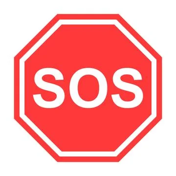 SOS help icon, safety support alert flat design, save vector illustration Stock Illustration