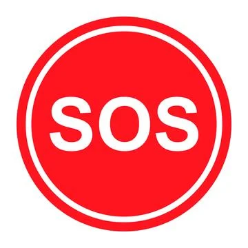 SOS help icon, safety support alert flat design, save vector illustration Stock Illustration