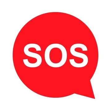 SOS help icon, safety support alert flat design, save vector illustration Stock Illustration