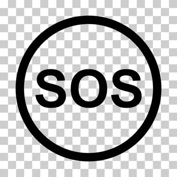 SOS help icon, safety support alert flat design, save vector illustration Illustrazione stock