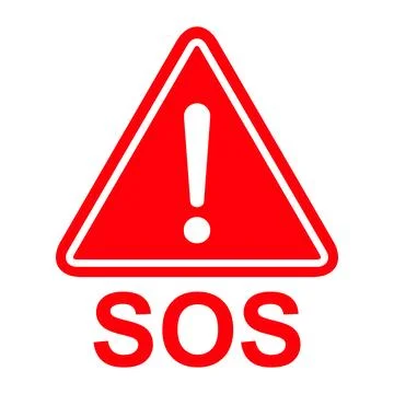 SOS help icon, safety support alert flat design, save vector illustration Illustrazione stock