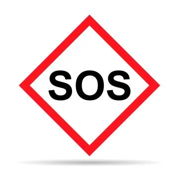 SOS help shadow icon, safety support alert design, save vector illustration Stock Illustration