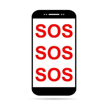 SOS help shadow icon, safety support alert design, save vector illustration Stock Illustration