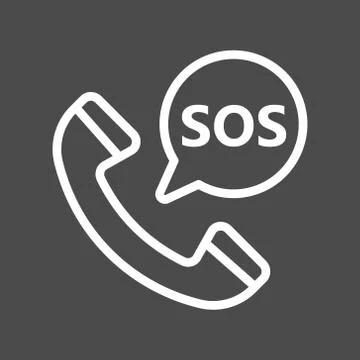 SOS icon, logo illustration, line megaphone, Pixel perfect, eps 8 Stock Illustration