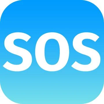 SOS icon - white text on blue background Stock-Illustration