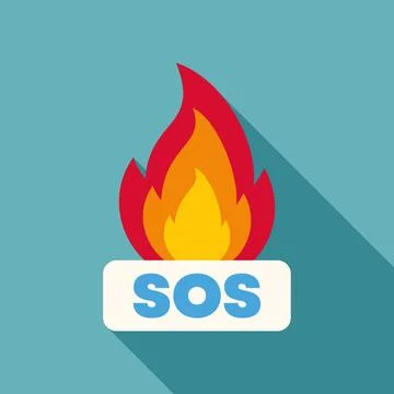 Sos message for emergency warning flat design Stock Illustration
