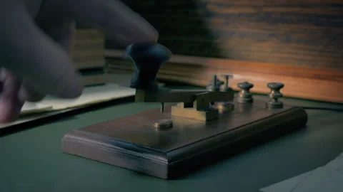 S.O.S Message Tapped On Morse Key 2 Versions Stock Footage 316797554