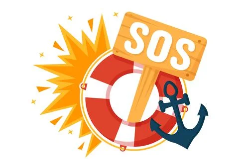 SOS Message Vector Illustration with People Who Need Emergency Assistance i.. Stock Illustration