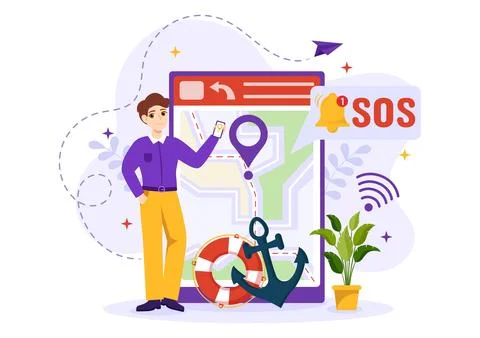 SOS Message Vector Illustration with People Who Need Emergency Assistance i.. Stock Illustration