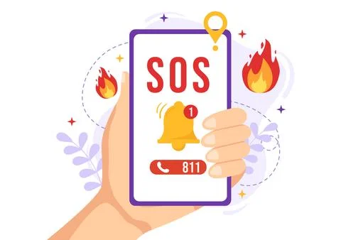 SOS Message Vector Illustration with People Who Need Emergency Assistance i.. Stock Illustration