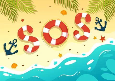 SOS Message Vector Illustration with People Who Need Emergency Assistance i.. Stock Illustration