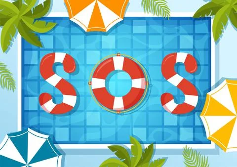 SOS Message Vector Illustration with People Who Need Emergency Assistance i.. Stock Illustration