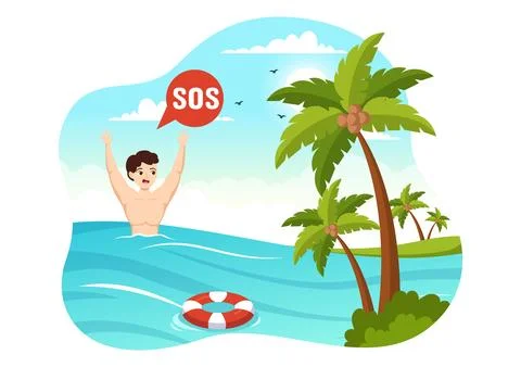 SOS Message Vector Illustration with People Who Need Emergency Assistance i.. Stock Illustration