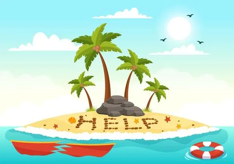 SOS Message Vector Illustration with People Who Need Emergency Assistance i.. Stock Illustration