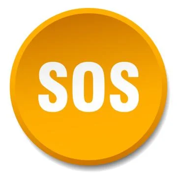 Sos orange round flat isolated push button Stock Illustration