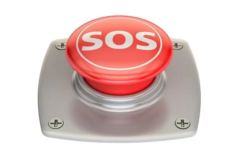 SOS red button, 3D rendering Stock Illustration