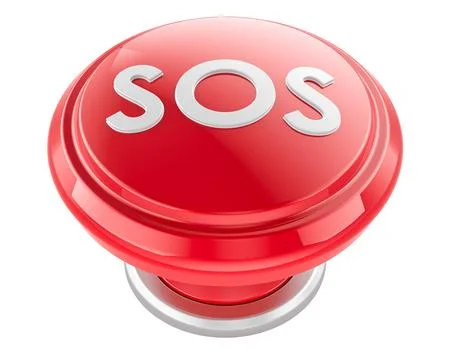 SOS red push button, 3D rendering Stock Illustration