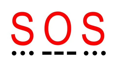 SOS request for help Morse code alphabet font vector illustration Stockillustratie