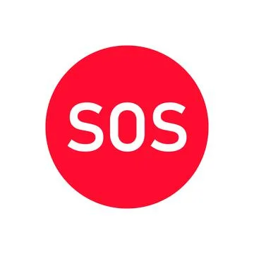 SOS round symbol. Red vector sticker sign Stock Illustration