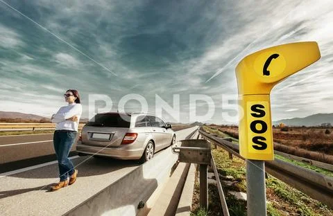 SOS service point on highway Stock Photos