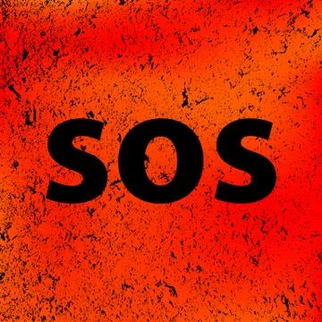 SOS text. Marble colored wall.Vector Illustration. Abstract stone orange-black Stock Illustration