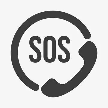 SOS vector icon. Circle SOS symbol with telephone Stock Illustration