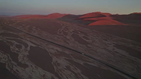 Sossusvlei Road in Namibia on a sunset Stock Footage 263412076