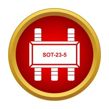 Sot 23 5 microchip electronics component red icon Stock Illustration