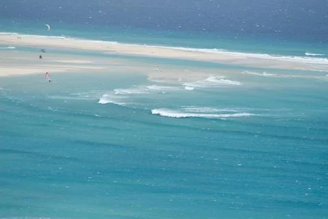 Sotavento beach arca and Risco el Paso. Windsurf and Kitesurf. Stock Photos